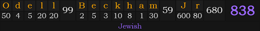 "Odell Beckham Jr" = 838 (Jewish)