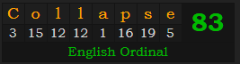 "Collapse" = 83 (English Ordinal)