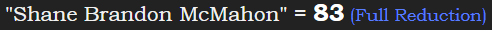 "Shane Brandon McMahon" = 83 (Full Reduction)