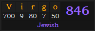 "Virgo" = 846 (Jewish)