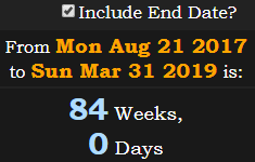 84 Weeks, 0 Days