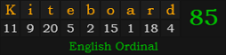 "Kiteboard" = 85 (English Ordinal)