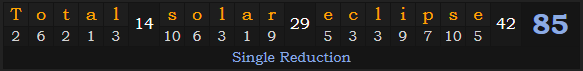 "Total solar eclipse" = 85 (Single Reduction)