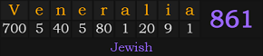 "Veneralia" = 861 (Jewish)