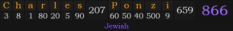 "Charles Ponzi" = 866 (Jewish)