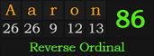 "Aaron" = 86 (Reverse Ordinal)