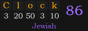 "Clock" = 86 (Jewish)