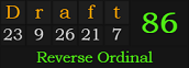 "Draft" = 86 (Reverse Ordinal)