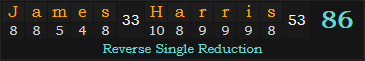"James Harris" = 86 (Reverse Single Reduction)