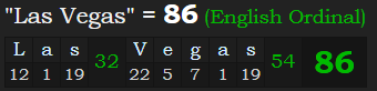 "Las Vegas" = 86 (English Ordinal)