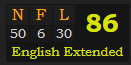 "NFL" = 86 (English Extended)