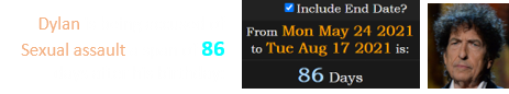 Dylan is being accused of Sexual assault a span of 86 days after his birthday: