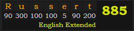 "Russert" = 885 (English Extended)