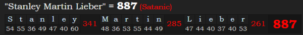 "Stanley Martin Lieber" = 887 (Satanic)