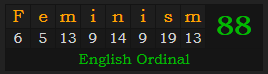 "Feminism" = 88 (English Ordinal)