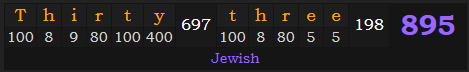 "Thirty-three" = 895 (Jewish)