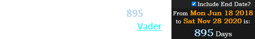 Darth Vader died a span of 895 days after the death of the wrestler Vader: