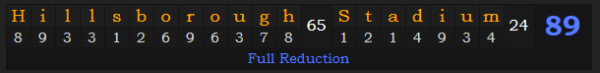 "Hillsborough Stadium" = 89 (Full Reduction)