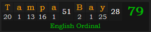 "Tampa Bay" = 79 (English Ordinal)