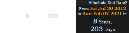 The film came out a span of 8 years, 203 days before Super Bowl LV