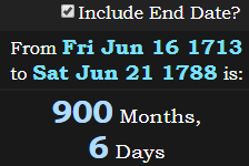 900 Months, 6 Days