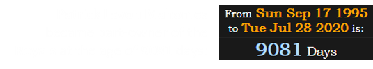 Patrick Lavon Mahomes became part-owner of the Royals at the age of 9081 days: