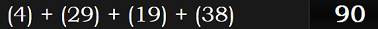 (4) + (29) + (19) + (38) = 90