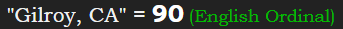 "Gilroy, CA" = 90 (English Ordinal)