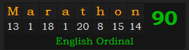 "Marathon" = 90 (English Ordinal)