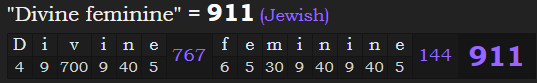 "Divine feminine" = 911 (Jewish)