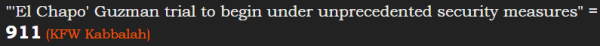 "'El Chapo' Guzman trial to begin under unprecedented security measures" = 911 (KFW Kabbalah)