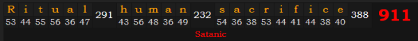 "Ritual human sacrifice" = 911 (Satanic)