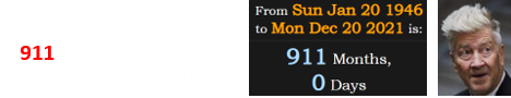 David Lynch turned exactly 911 months old on the date Alicia’s parents were found: