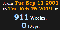 911 Weeks, 0 Days