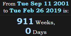 911 Weeks, 0 Days