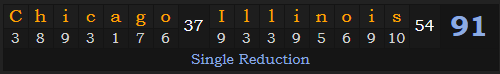 "Chicago, Illinois" = 91 (Single Reduction)