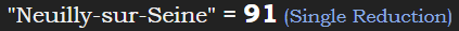 "Neuilly-sur-Seine" = 91 (Single Reduction)