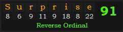 "Surprise" = 91 (Reverse Ordinal)