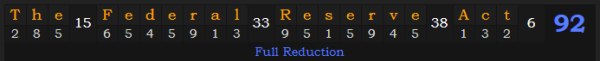 "The Federal Reserve Act" = 92 (Full Reduction)