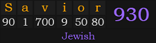"Savior" = 930 (Jewish)