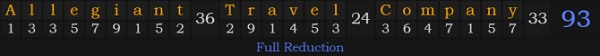 "Allegiant Travel Company" = 93 (Full Reduction)