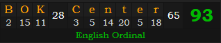 "BOK Center" = 93 (English Ordinal)