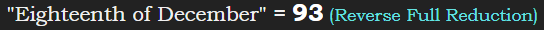 "Eighteenth of December" = 93 (Reverse Full Reduction)