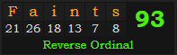 "Faints" = 93 (Reverse Ordinal)