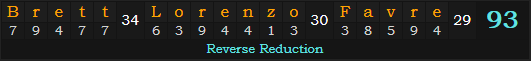 "Brett Lorenzo Favre" = 93 (Reverse Reduction)