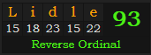 "Lidle" = 93 (Reverse Ordinal)