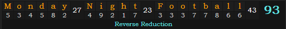 "Monday Night Football" = 93 (Reverse Reduction)