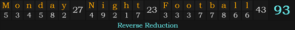 "Monday Night Football" = 93 (Reverse Reduction)