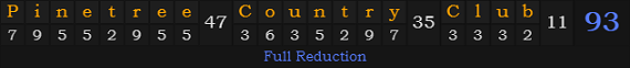 "Pinetree Country Club" = 93 (Full Reduction)