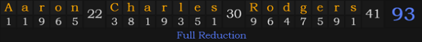 "Aaron Charles Rodgers" = 93 (Full Reduction)